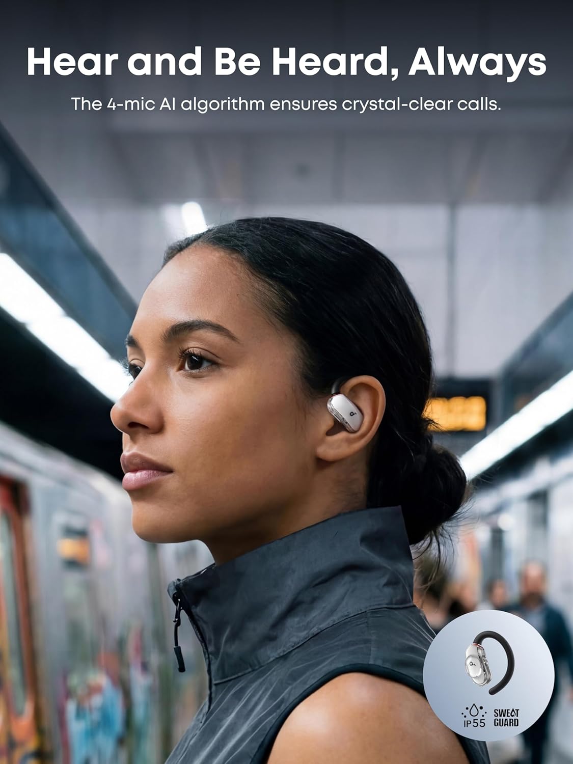 Soundcore V40i by Anker, Open-Ear Headphones, Clear Design, Lidless Case, 4 Adjustable Positions for Every Ear Size, Richer Bass, IP55, 21H Playtime, AI Clear Calls, Bluetooth 5.4, App Control - Image 6