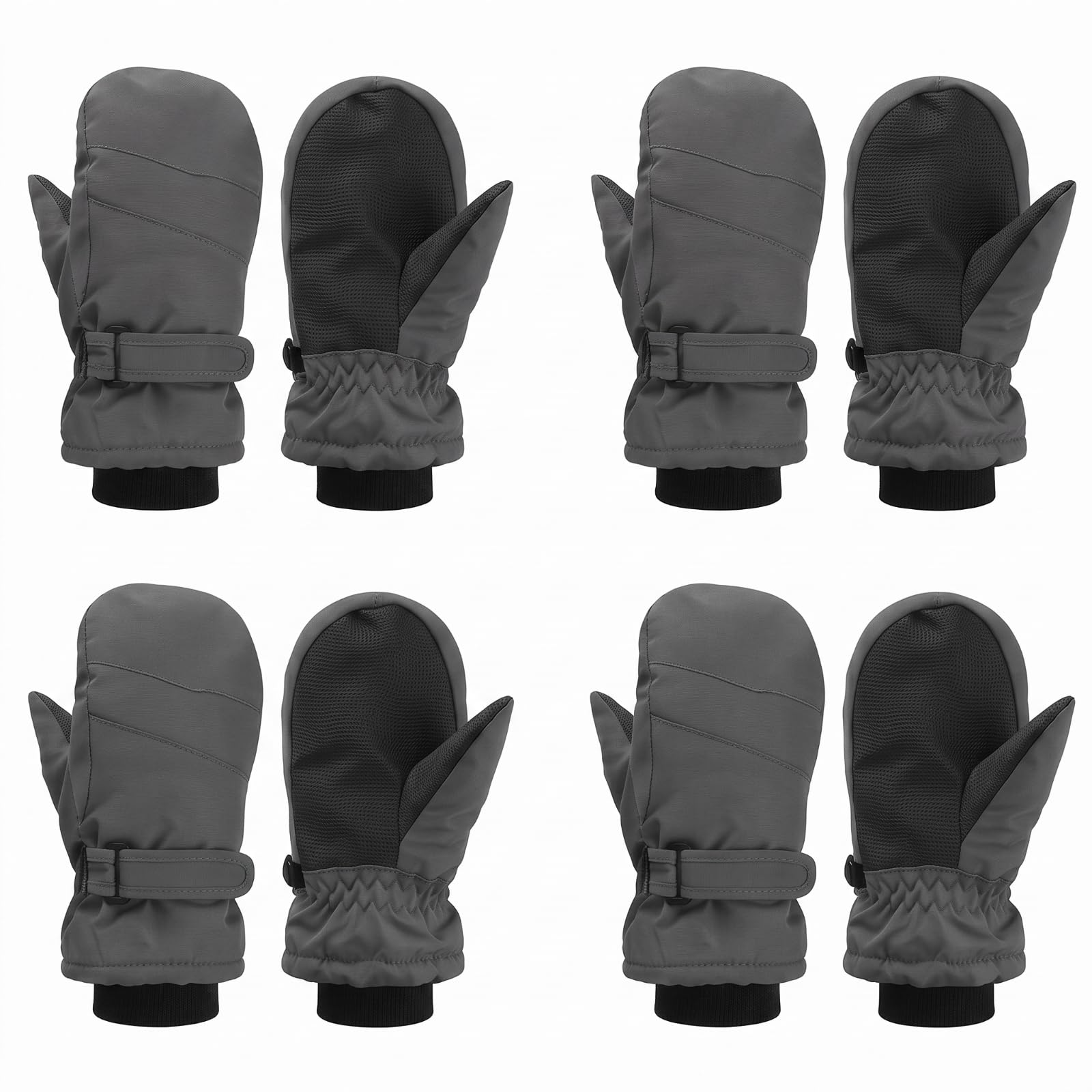 Geyoga 4 Pairs Kids Mitten Waterproof Ski Gloves