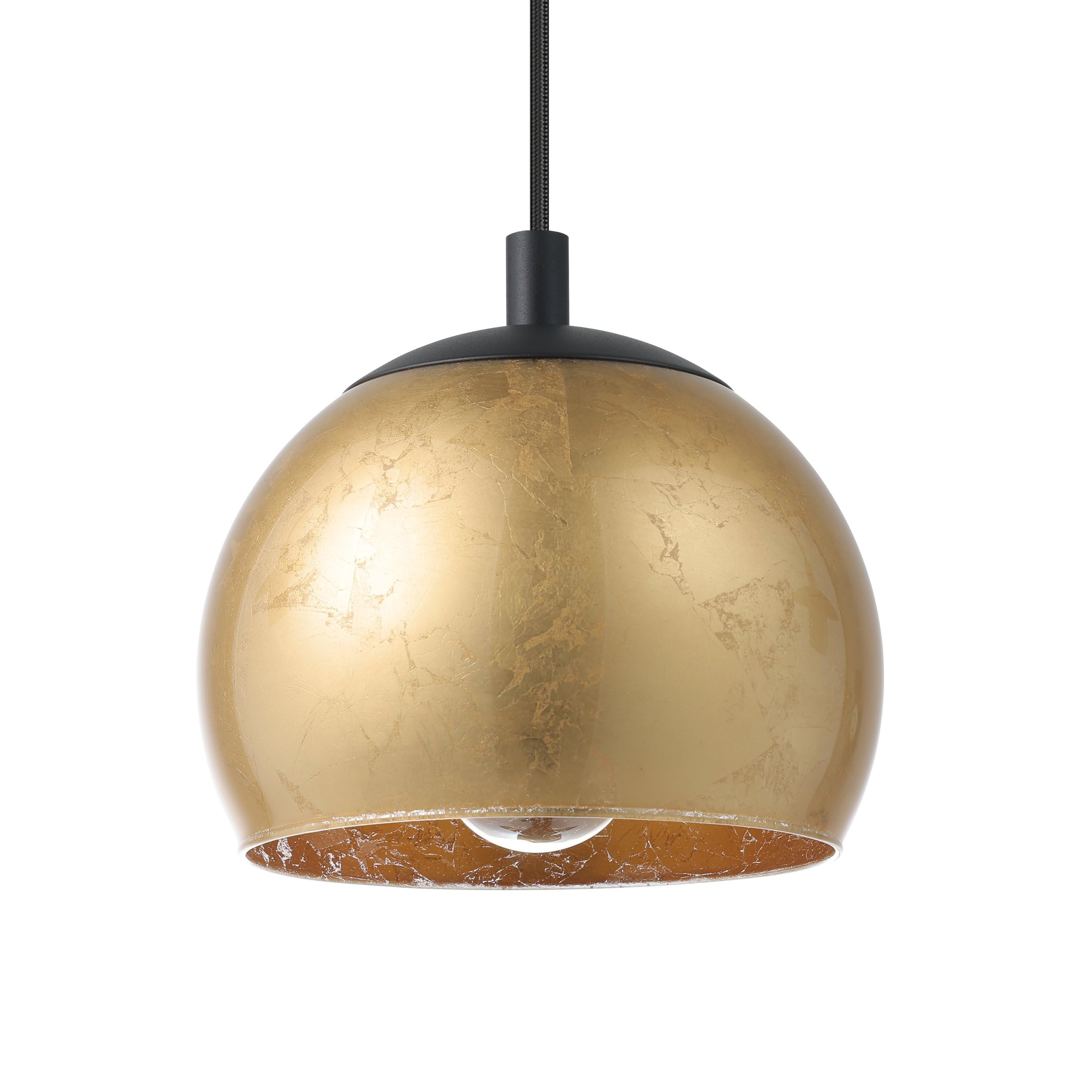 Eglo lámpara colgante Alabraccin, luminaria de techo de 3 luces para mesa | de comedor, luz pendiente de metal en negro y cristal en oro, iluminador de comedor colgante, E27, 78 cm