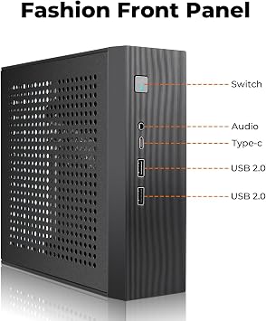 حافظة Mini ITX HTPC،حافظة كمبيوتر برجية صغيرة ذات عامل شكل صغير SFF، هيكل كمبيوتر SPCC مقاس 0.6 مم، لوحات مهواة تدعم اللوحة الأم Mini-ITX (170x170 مم) مع صوت USB-C للكمبيوتر المكتبي المثبت على الحائط
