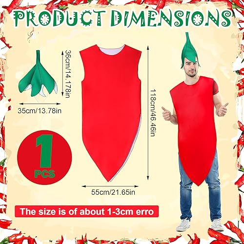 Miniatura 2 de Mepase Disfraz de chile para adultos, divertido disfraz de jengibre de Halloween, disfraz divertido para Halloween, disfraz de jalapeño, cosplay,