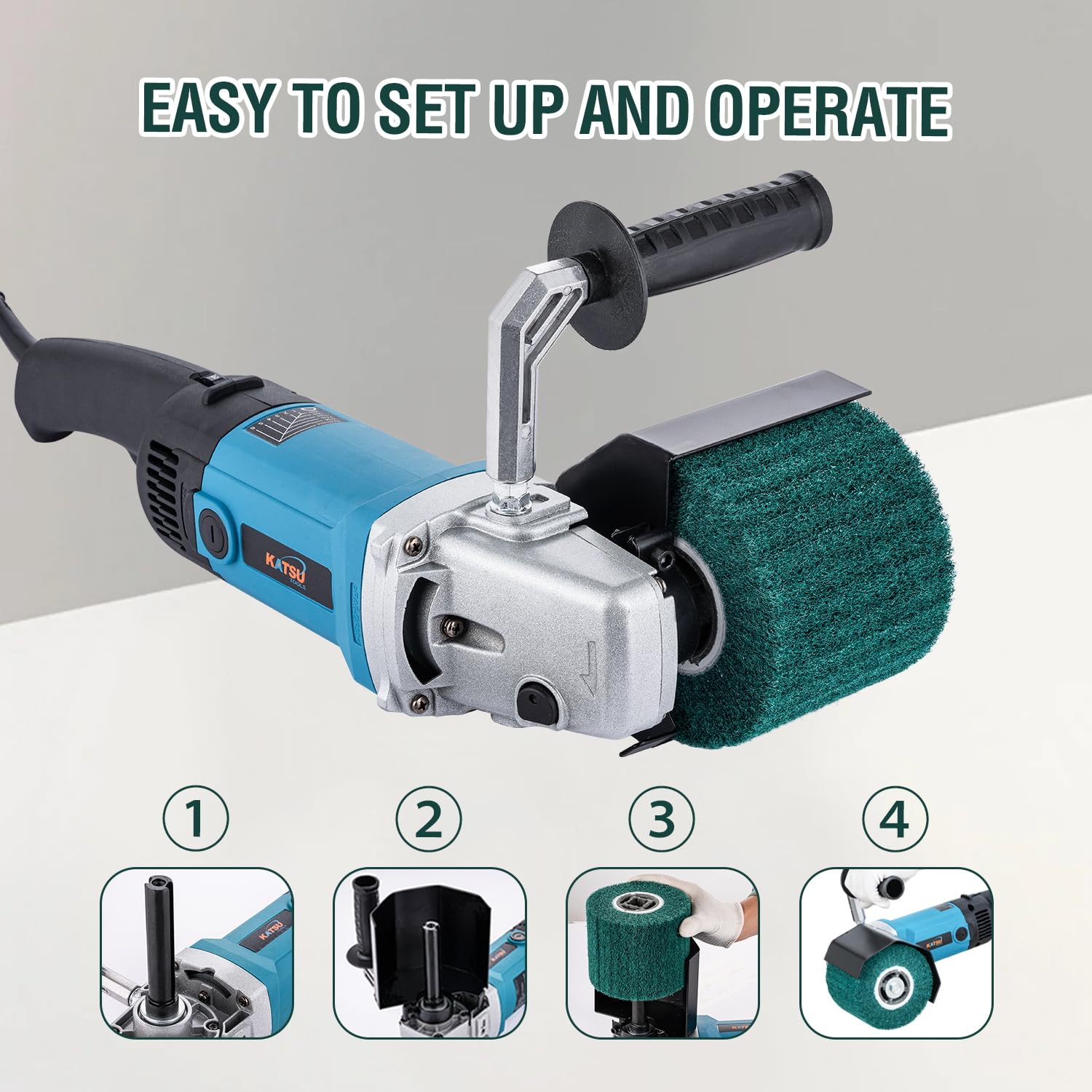 KATSU Tools Levigatrice a tamburo elettrica 1200 W – brunisher/politrice 6 velocità per finitura