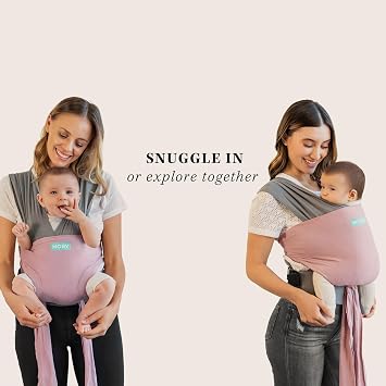 Moby Baby Wrap Carrier Easy-Wrap for Newborns to Toddlers (8-33lbs), Infant Sling Carrier, Lightweight & Hands Free Design for Mom and Dad, Adjustable for All Body Types (Charcoal/Dusty Rose)
