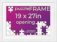 Vista 21 de Poster Palooza Kit de marco para rompecabezas de 21.25 x 15 pulgadas, incluye hojas de pegamento para rompecabezas, marco de madera blanca