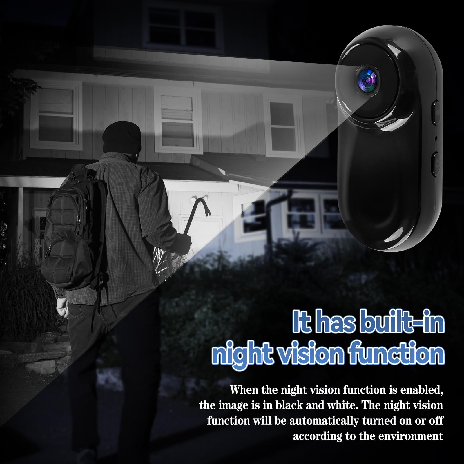 Mini cámara de acción para el pulgar 1080P HD, cámara corporal portátil para vlogging con gran angular de 130°/F2.0, cámara de video portátil con audio para vlogging, viajes, deportes