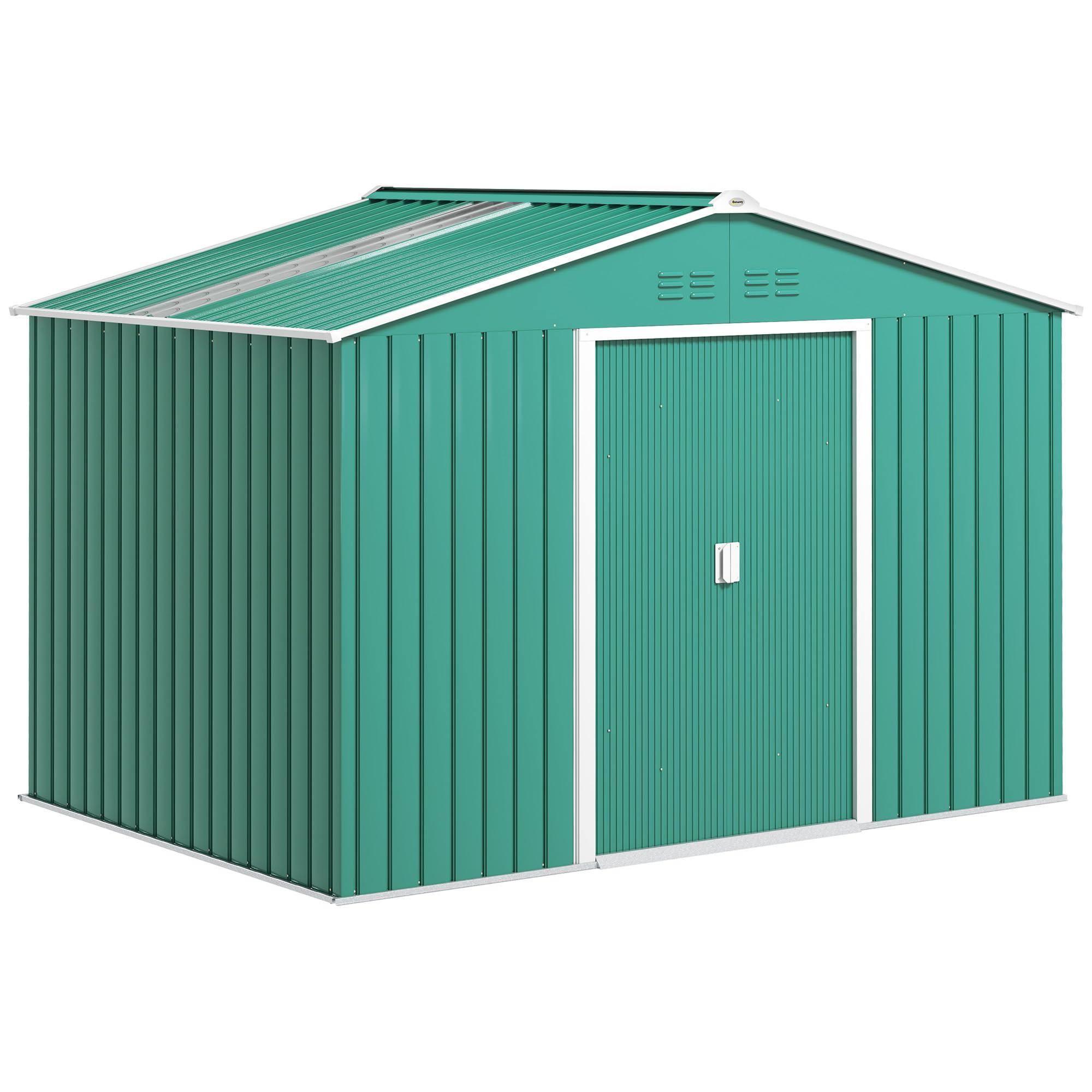 Outsunny Caseta de Jardín Exterior, 5 m² 277x195x192 cm, Cobertizo de Jardín Exterior Metálico con 2 Puertas Correderas, Base Refuerzo (Suelo NO Incluido) y 4 Ventanas, Gris — view 16