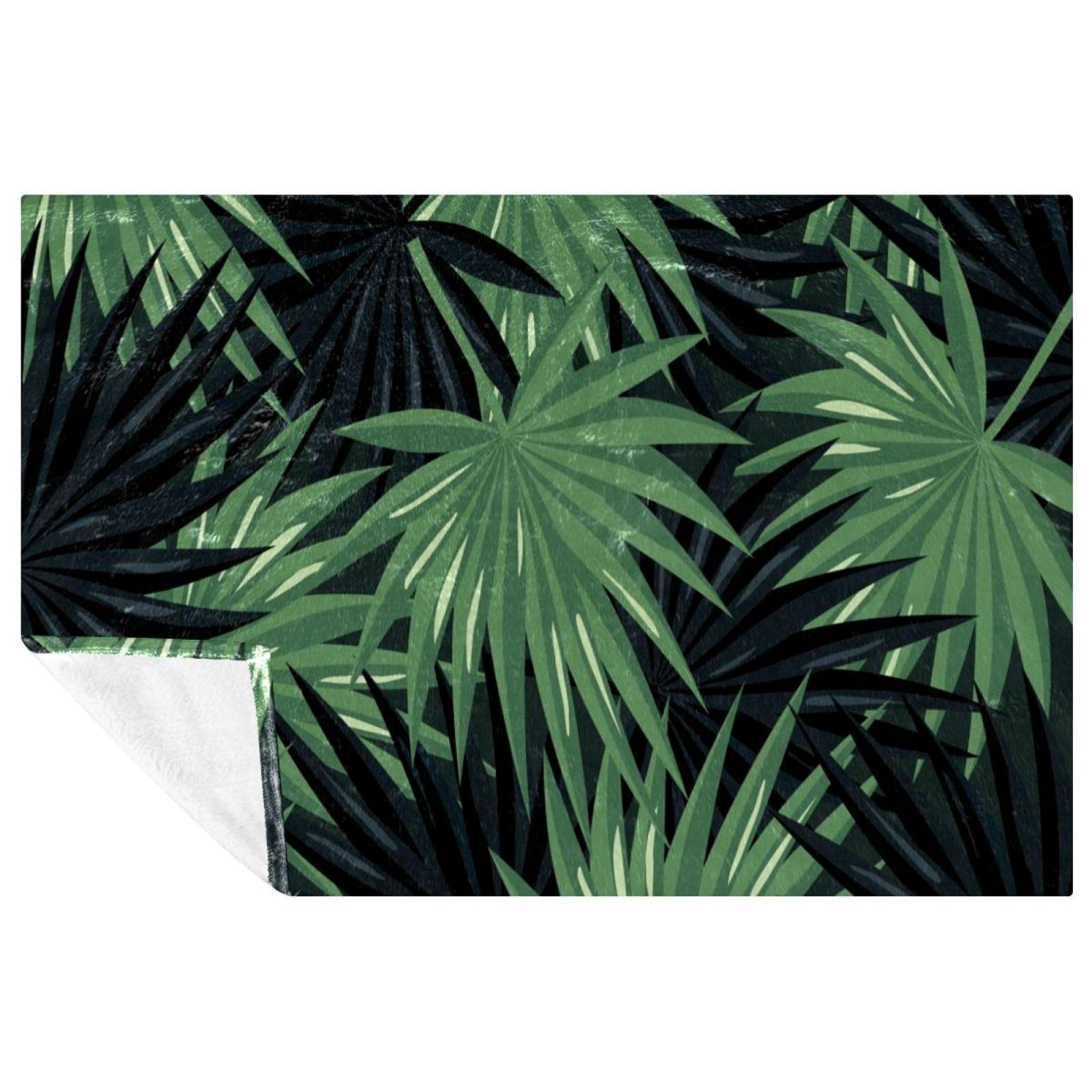 Couverture chaude et douce motif palmier tropical 150x100 cm pour isolation thermique