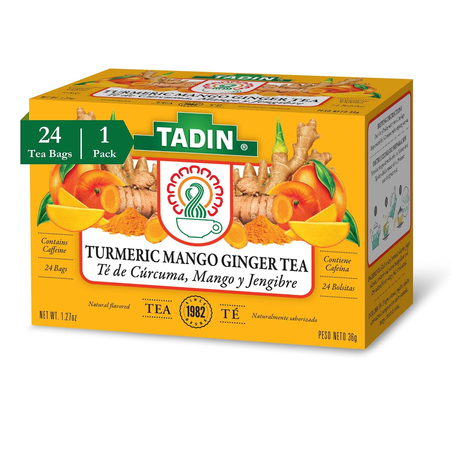 Amazon.com : Tadin Turmeric Mango Ginger Tea, Contains Caffeine, 24 Tea ...