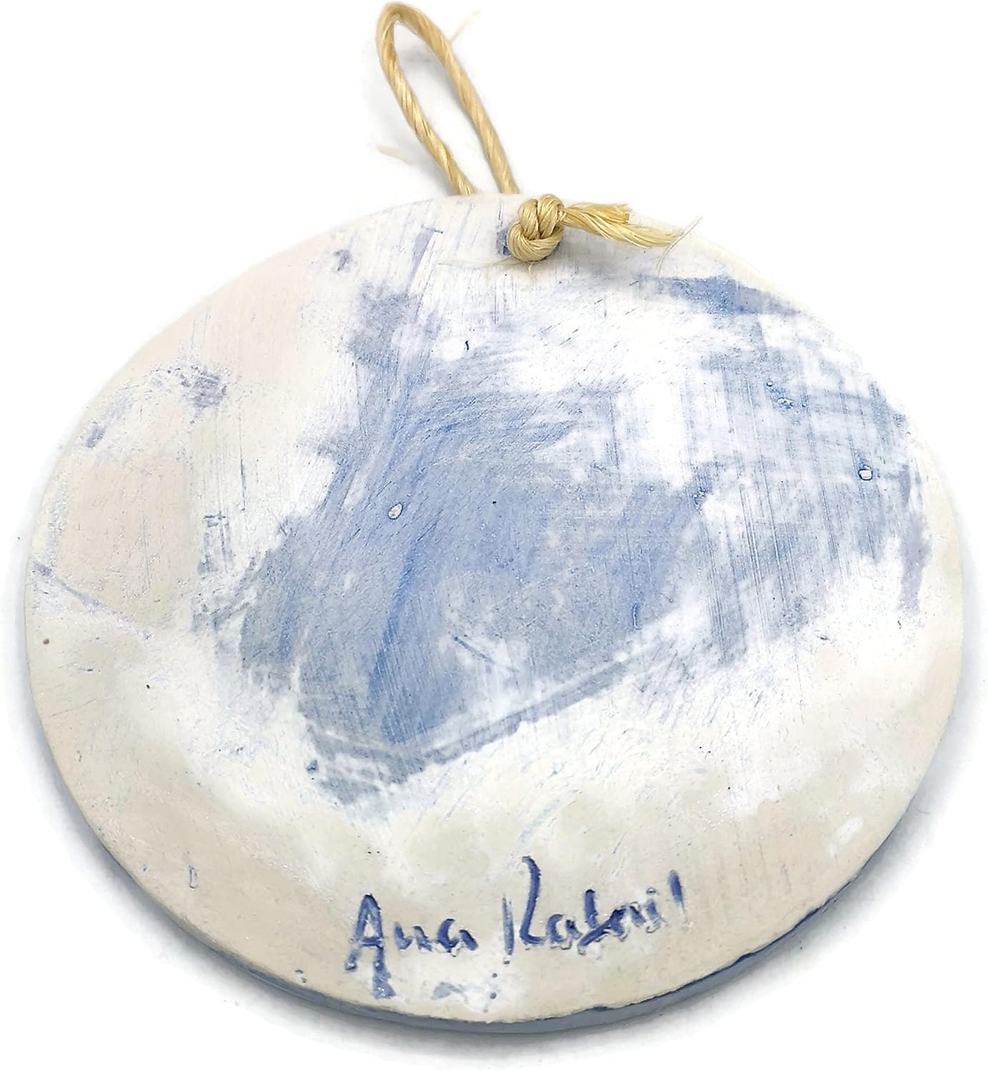 Handmade Blue Christmas Tree Ornament with Engraved Snowflake