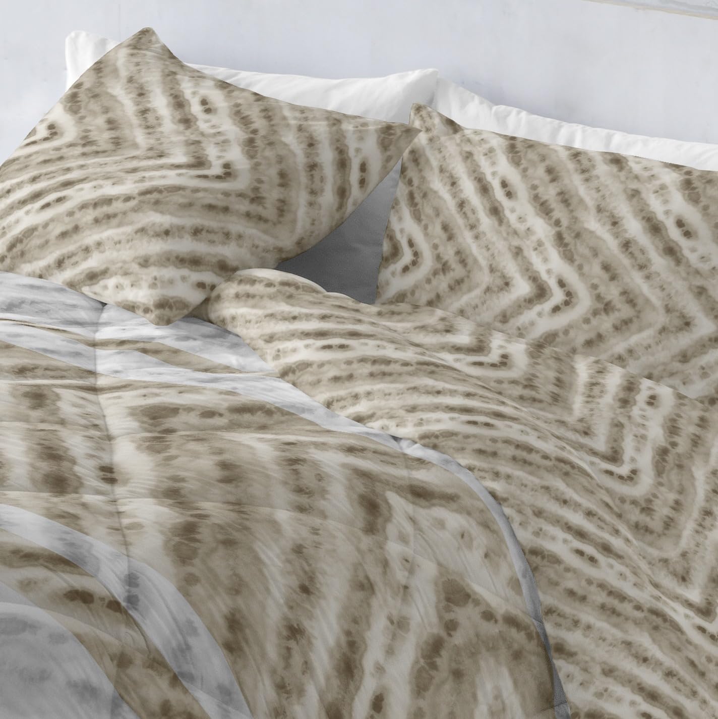 BOHEME Edredón Cama 180 Nórdico Estampado Reversible Ruth Beige - 270x260 cm.