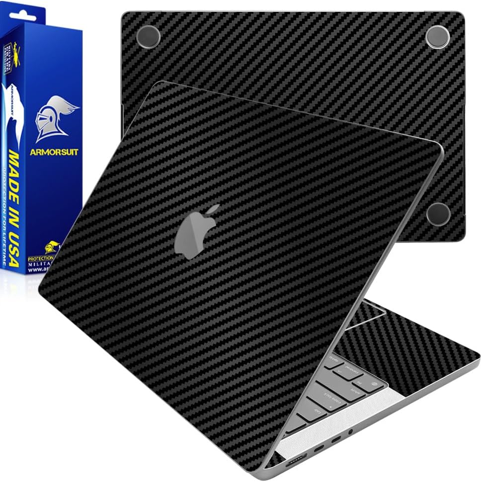 ArmorSuit MilitaryShield Black Carbon Fiber Skin Vinyl Wrap for Apple MacBook Pro 14" (2023)