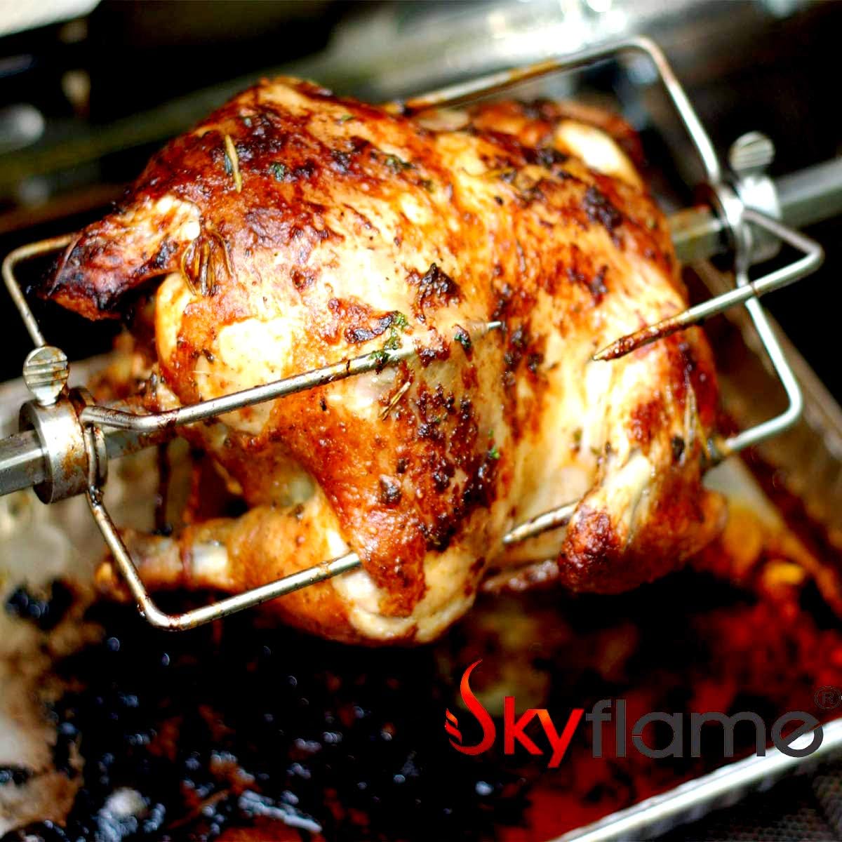 Skyflame Stainless Steel Rotisserie Kit with Heavy Duty Rotisery Motor & Accessories and Heavy Duty Stainless Steel Rotisserie Meat Forks