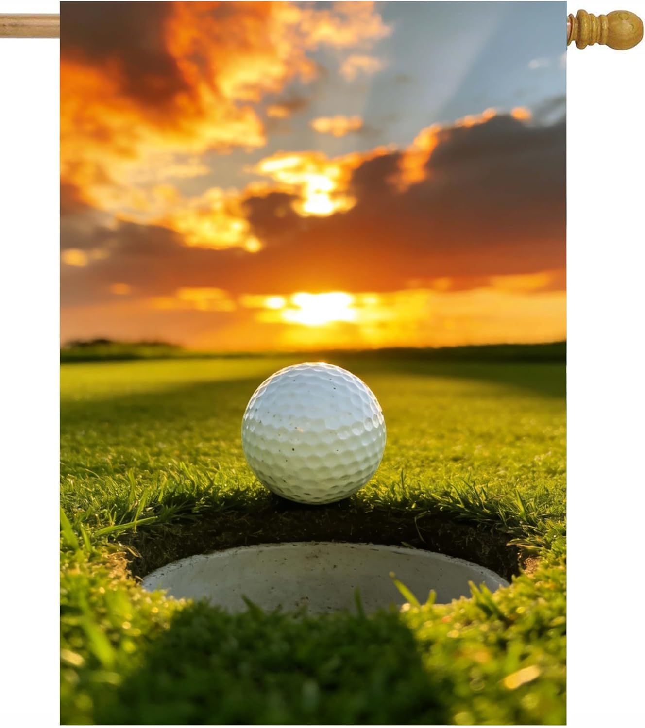 Golf Ball Grass Sunset Autmun Sports Athletic House Flag 28" x 40" Double Sided Polyester Welcome Yard Garden Flag Banners for Patio Lawn Home Outdoor Decor