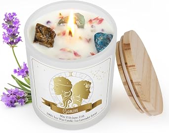 Gemini Gifts for Women,Zodiac Scented Candles with Crystals and Healing Stones,Gemini Gifts for Birthday,Graduation,Retirement,Meditation Yoga.Best Gift for Her,Mom,Sister,Teacher,Friends