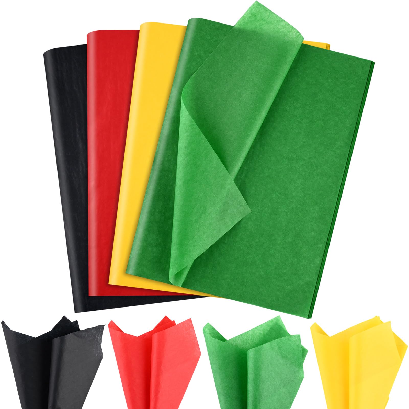 Bolsome Juneteenth Tissue Paper - 100 Sheets Black Yellow Red Green For Gift Wrapping