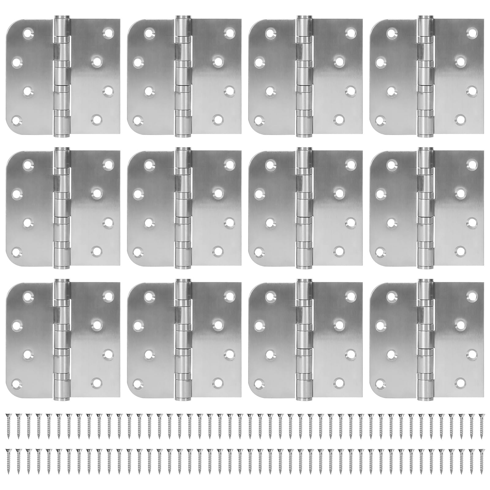 Charnières de porte anti-grincement en nickel brossé avec vis
