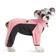 Fleece Dog Coat for Small Medium Dog,Pullover Pajamas Jumpsuit Bodysuit Puppy Coats with Legs, Pet Windproof Warm Cold Weather Jacket Full Body Vest Cozy Snowsuit Outfit Clothes (Pink, S)