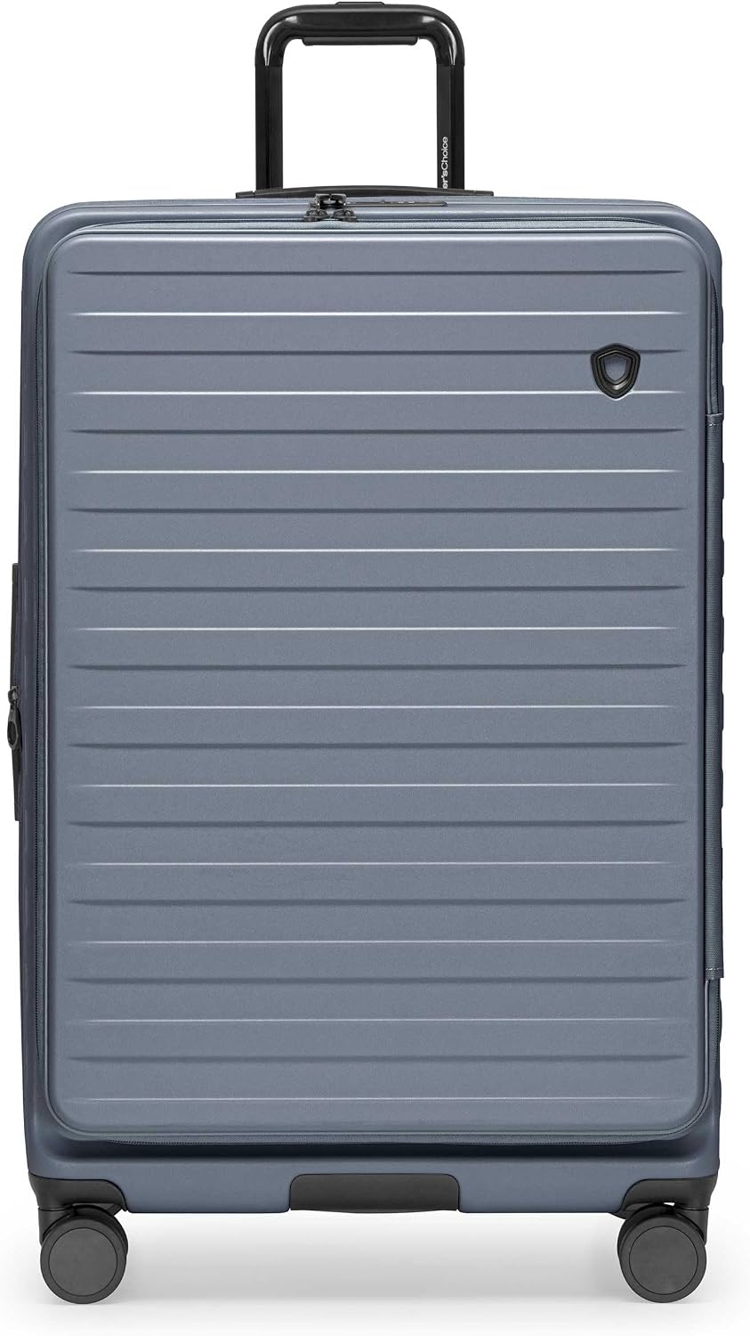 Traveler's Choice Novia Top Opening Expandable Polycarbonate Luggage with Spinner Wheels, Slate Blue, 30-Inch Large