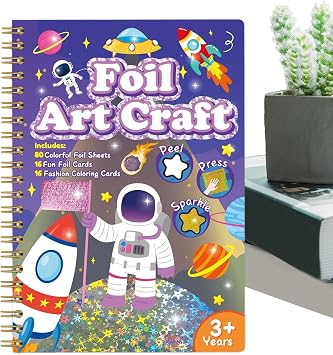 Foil Fun Craft Kit for Children,Peel-and-Press F-Oil Art Set,Halloween Christmas Sapce Fo-il Art Craft Kit,Travel Toys for Kids Teens Youth Family Daughter Girls Son Boys,Creative Activity Presents