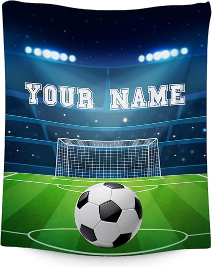 Mercuryelf Custom Soccer Blanket - Soft, Fuzzy & Warm - 50x60 Inches Flannel Throw Blankets for Living Room, Sofa - Colorful Sports Throws Gift for Teens