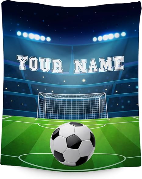 Mercuryelf Custom Soccer Blanket - Soft, Fuzzy & Warm - 50x60 Inches Flannel Throw Blankets for Living Room, Sofa - Colorful Sports Throws Gift for Teens