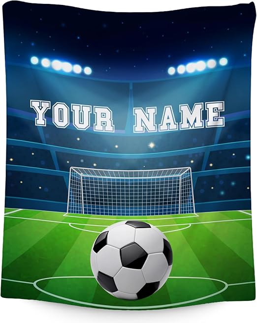 Mercuryelf Custom Soccer Blanket - Soft, Fuzzy & Warm - 50x60 Inches Flannel Throw Blankets for Living Room, Sofa - Colorful Sports Throws Gift for Teens