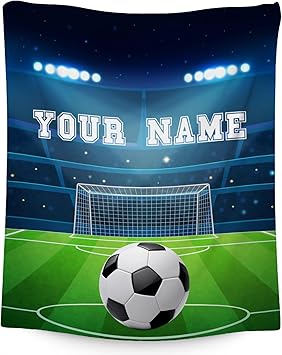 Mercuryelf Custom Soccer Blanket - Soft, Fuzzy & Warm - 50x60 Inches Flannel Throw Blankets for Living Room, Sofa - Colorful Sports Throws Gift for Teens