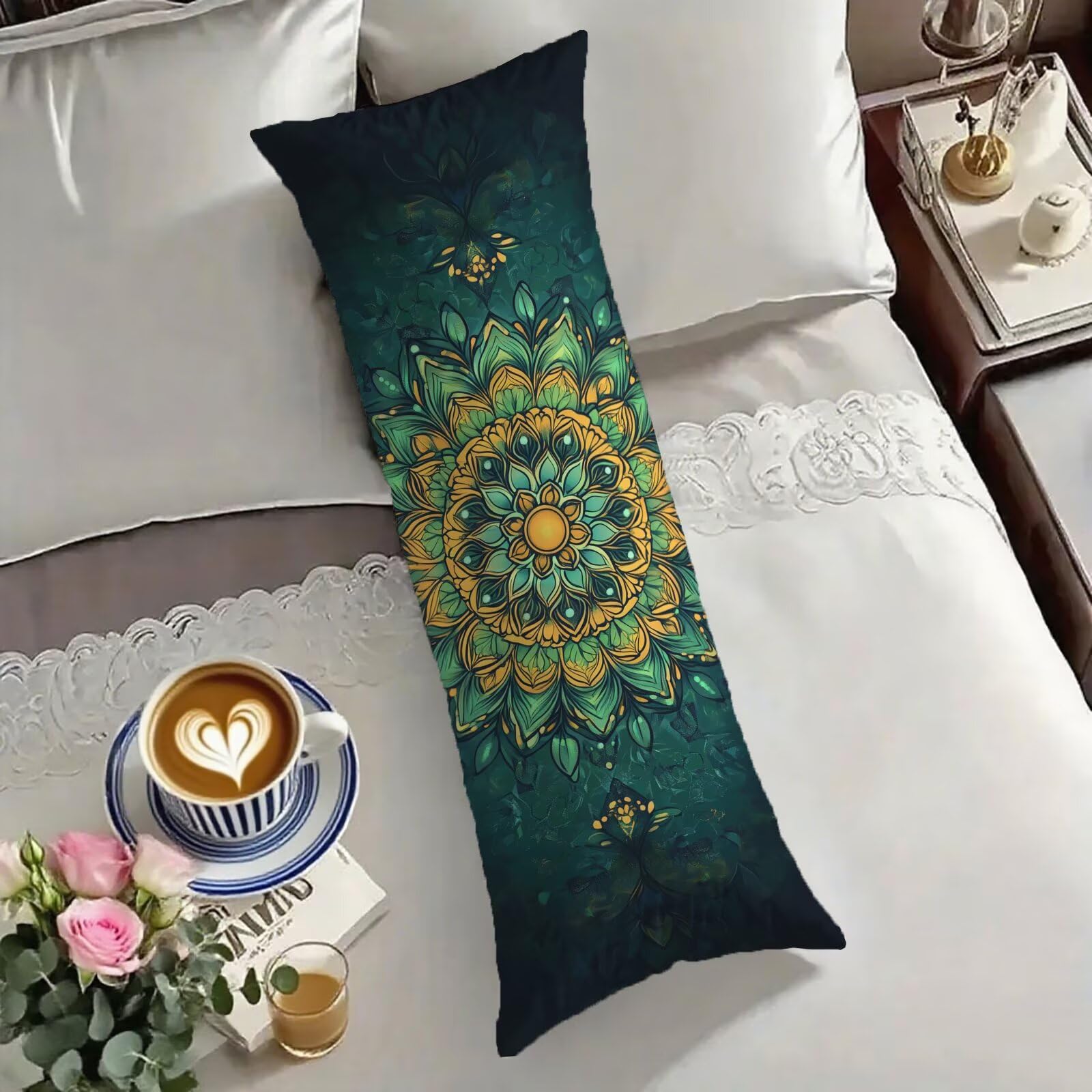 Bolster Pillow Cases 30x90cm Cushion Covers Emerald Pillow Cases Double Sided Green Velvet Decorative Pillows with Lnvisible Zipper for Sleeping Farmhouse Autumn Home Bed Decor, Gifts for Women O-1795