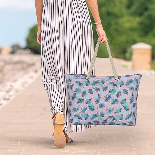 Miniatura 7 de KUAK Bolsas de playa para mujer, extra grande, impermeable, a prueba de arena, con cremallera superior, 3 bolsillos interiores, asas de cuerda