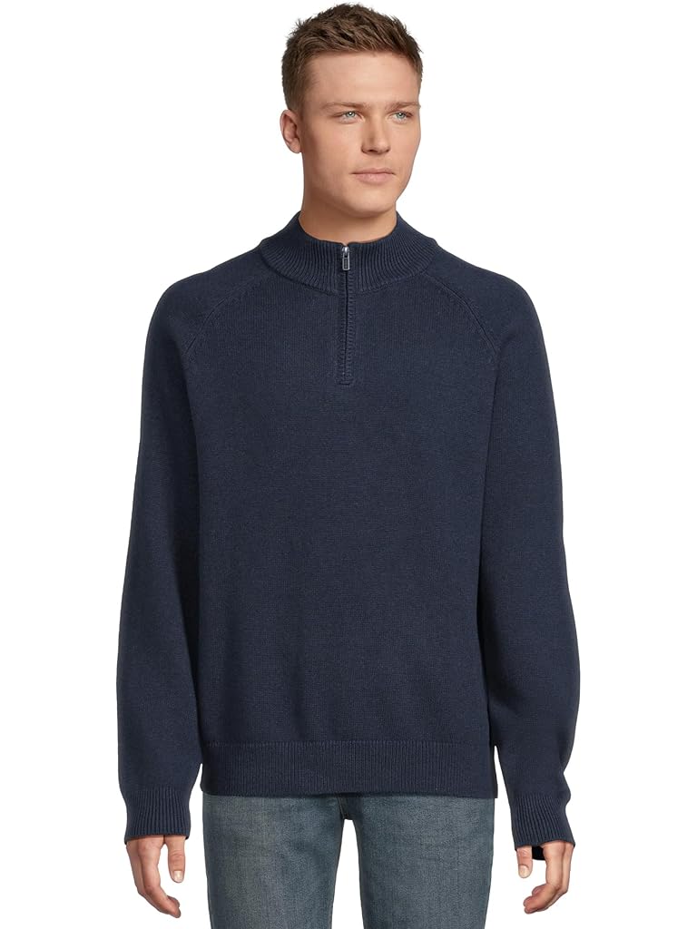 Navy L.L.Bean Wicked Soft Cotton/Cashmere Sweaters 1/4 zip