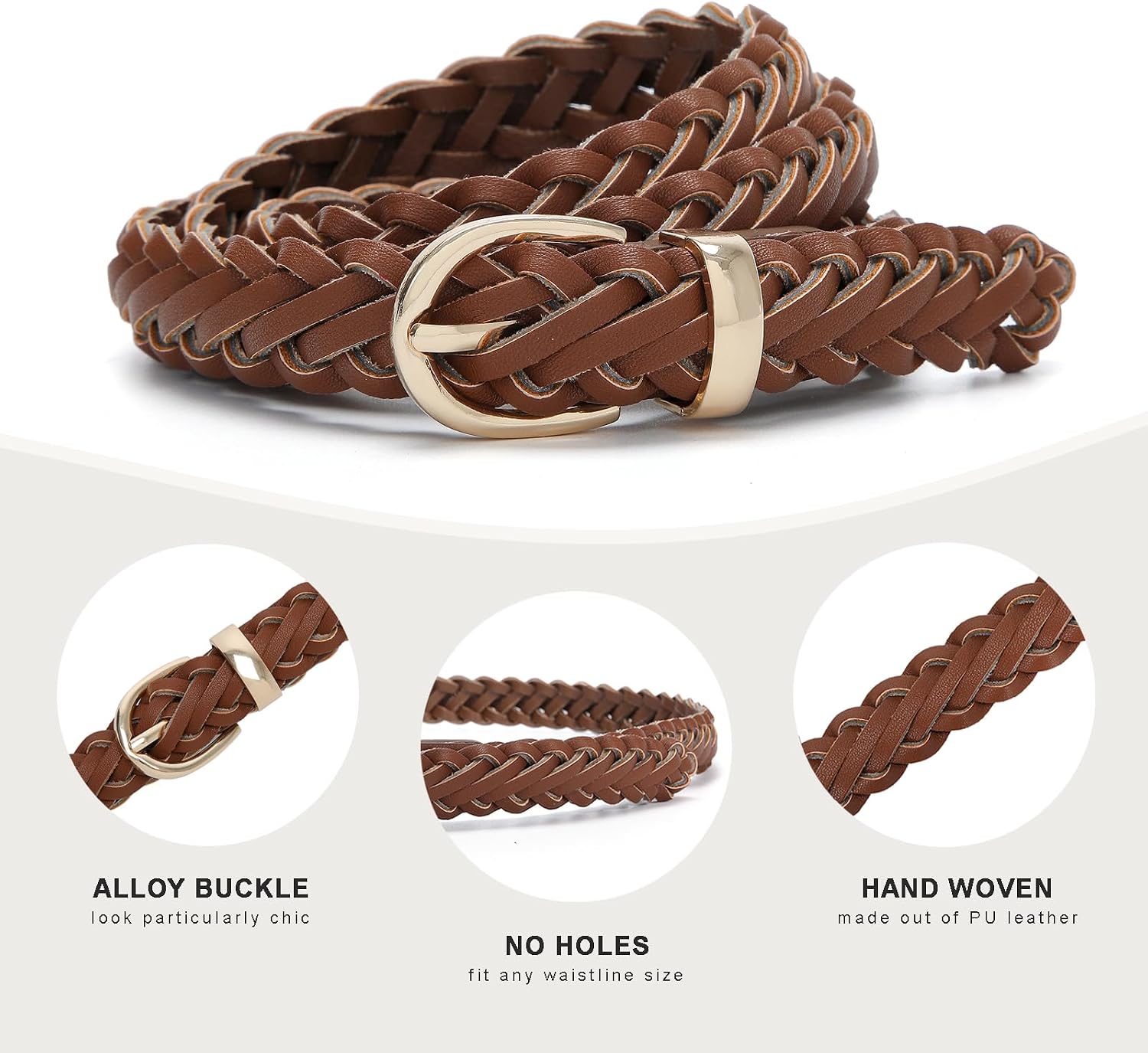 Thin Braided Belts for Women Skinny Woven Belt image 5