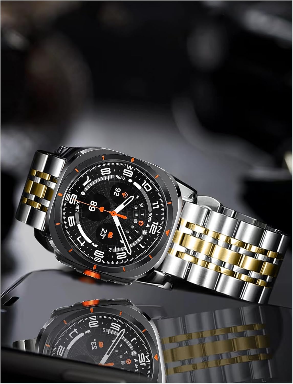 Stainless Steel Bands Compatible with Samsung Galaxy Watch Ultra 47mm(2025/2024), No Gap Metal Replacement Classic Wristband for Men image 5