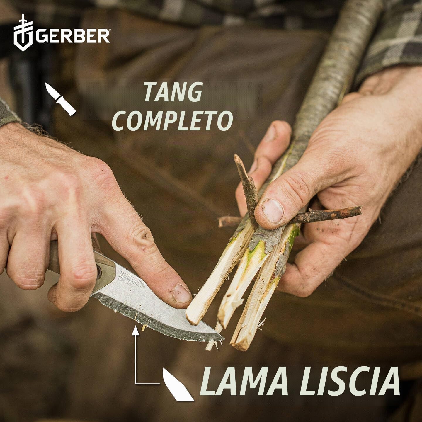 Gerber Coltello con fodero, Principle Bushcraft Fixed | Lunghezza lama: 9,4 cm, Acciaio inox, 30-001659