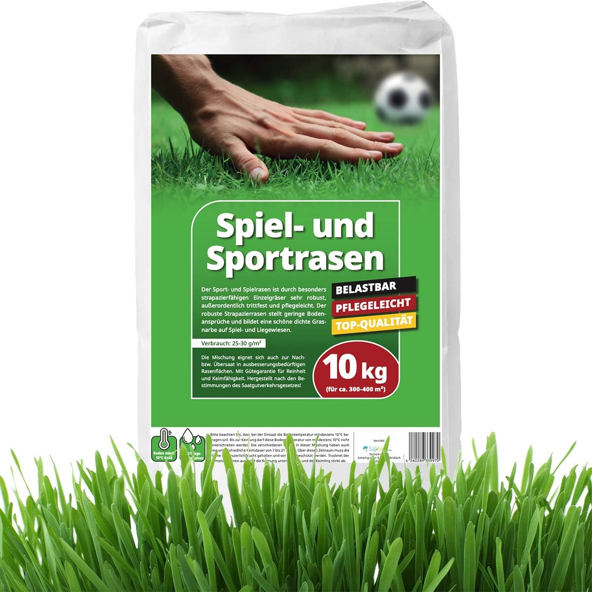 10kg Rasensamen Sport und Spiel schnellkeimend 400m², robust, tiefgrün