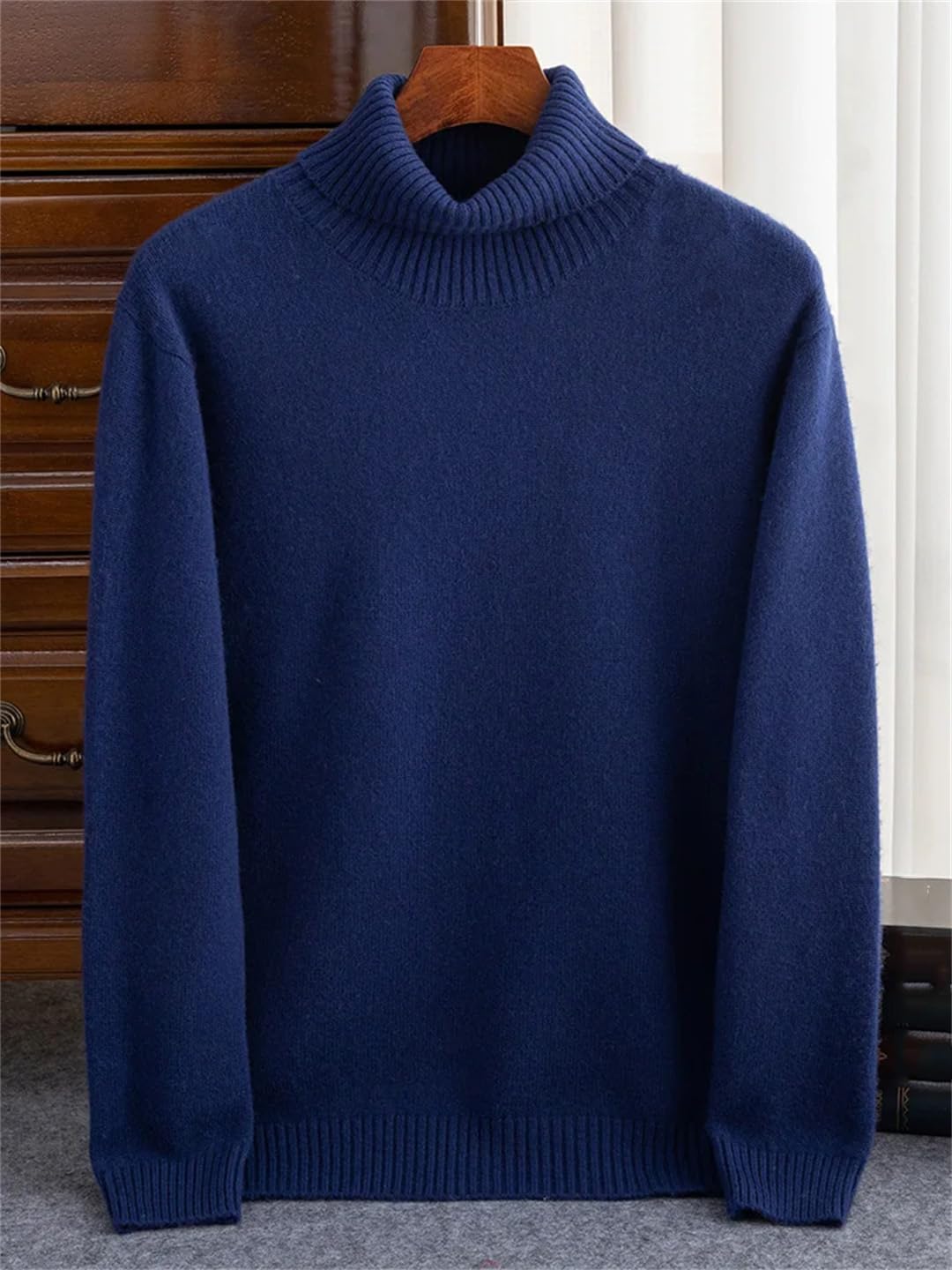 Maglione da uomo a collo alto invernale caldo tinta unita maglieria Pullover