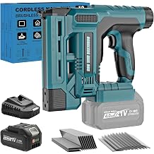Cordless Nail Gun with 1pcs 4.0Ah Battery, 18 Gauge 2 in 1 Brad Nailer & Staple Gun, Electric Nail Gun with 1000pcs Nails & 1000pcs Staples for Wood, Upholstery & DIY Projects, Depth Adjust