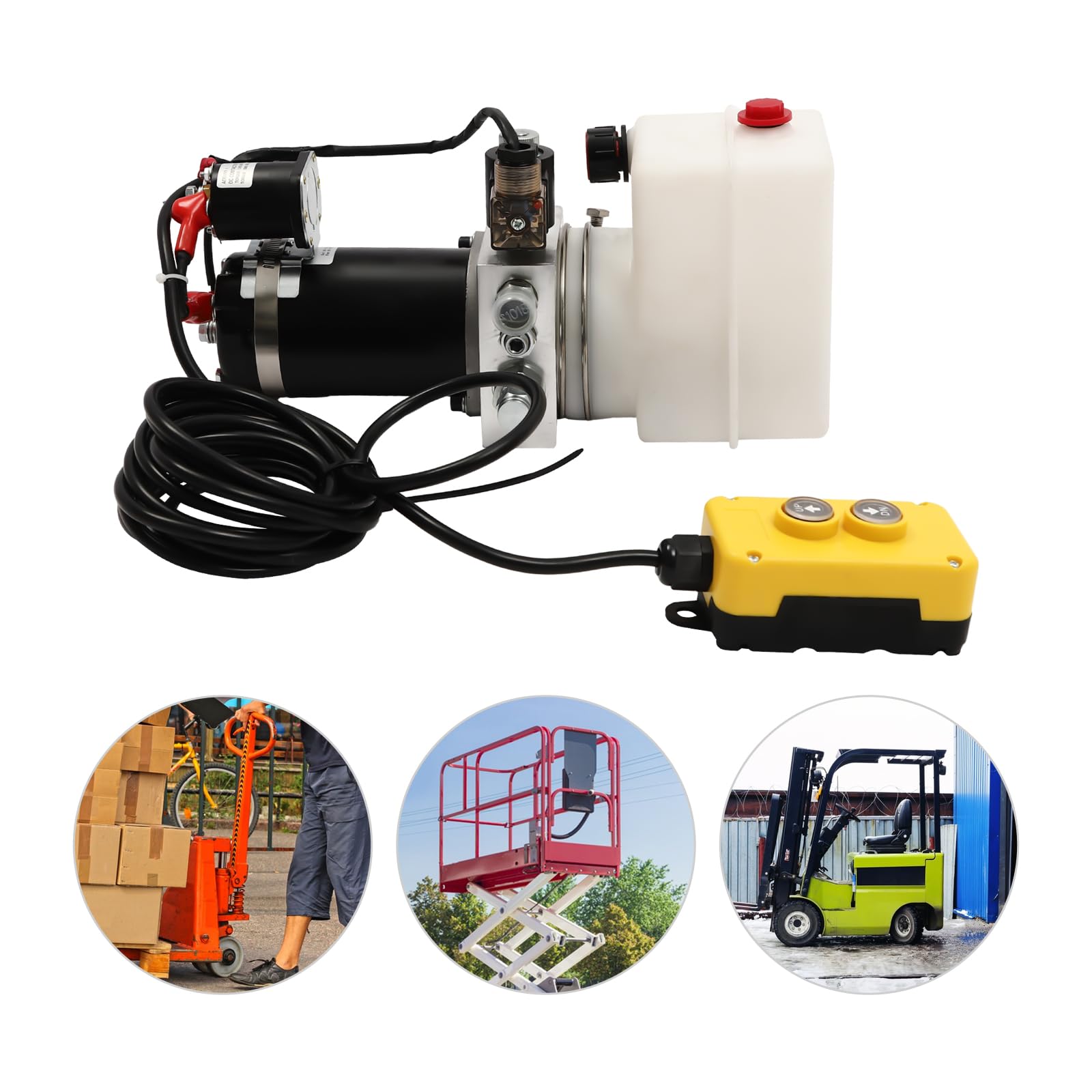 Bomba hidráulica eléctrica 800 W 12 V Unidad de potencia hidráulica de acción simple para volquetes 2850 rpm Prensa hidráulica con indicador de voltaje y control remoto, para remolques basculantes