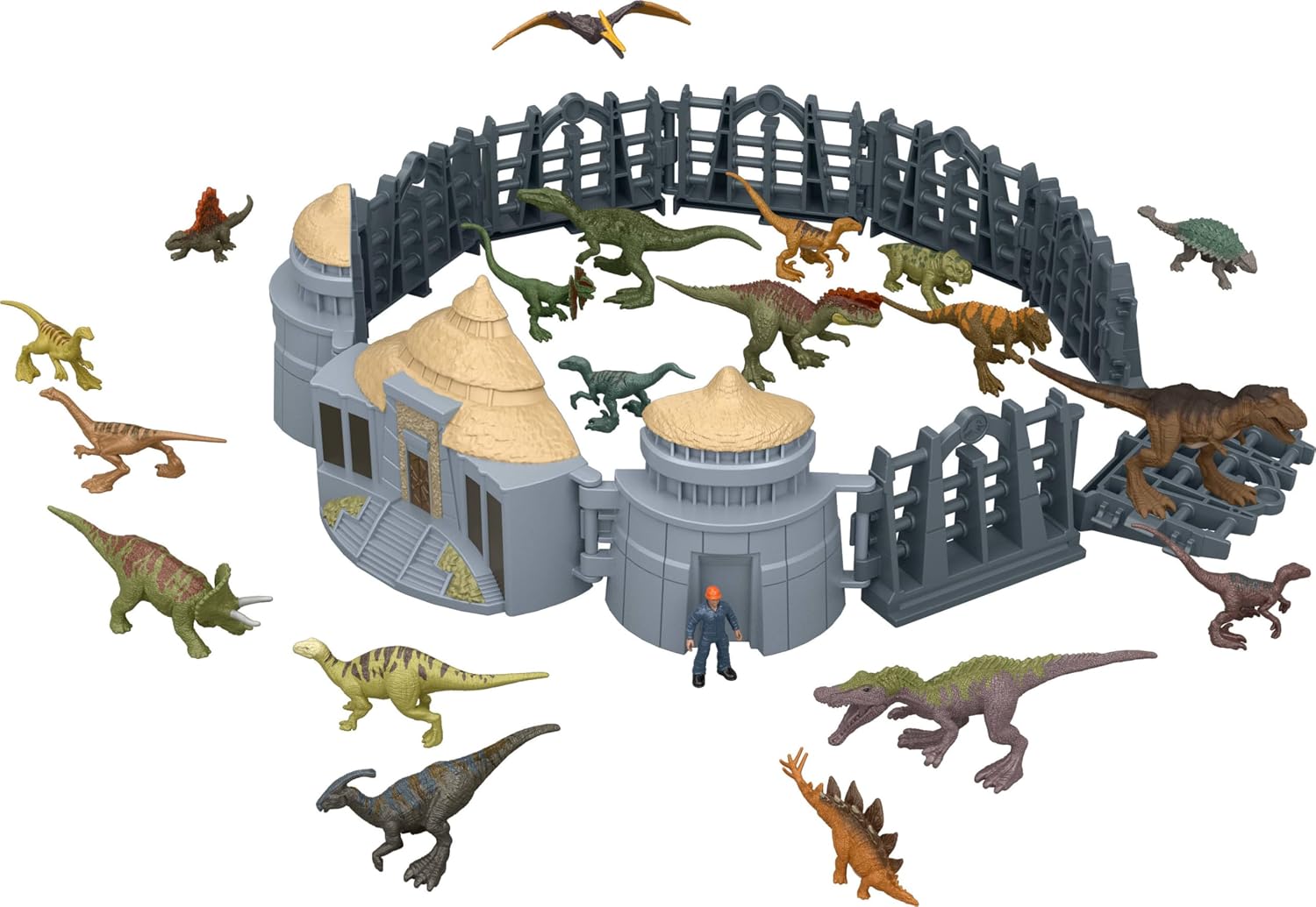 Mattel Jurassic World Advent Calendar, 24 Days of Toy Surprises, 19 Mini Dinosaurs, 1 Human, 4 Scene Pieces, Jurassic Park Island Visitor