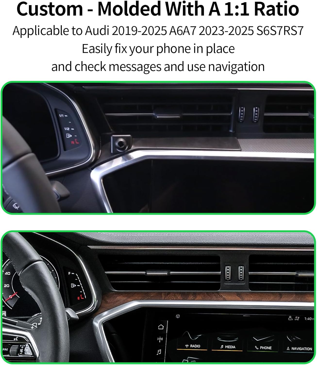 Wireless Charging car Phone Holder for Audi A6/A7 2019-2025/ A6 Allroad 2020-2025/ S6/S7/RS7 2023-2025 Auto Accessories Navigation Bracket Interior Decoration Mobile Cell Phone Mount