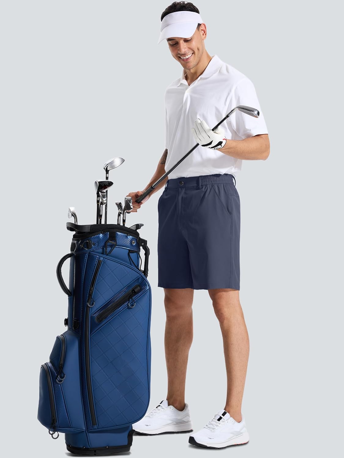 Men's 7" Lightweight Golf Shorts Casual Quick Dry Breathable Stretch Work Flat Front Shorts with 3 Pockets