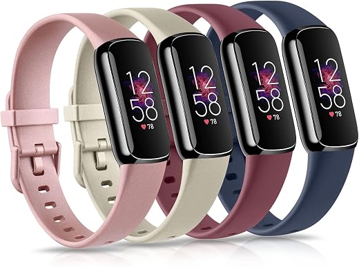 4 Pack Bands for Fitbit Luxe Bands, Soft Silicone Wristband Replacement Strap for Fitbit Luxe/Luxe Special Edition Fitness...
