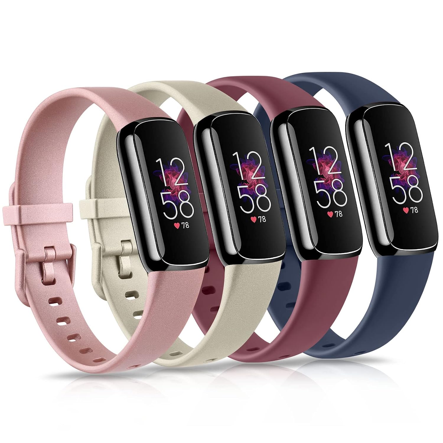 4 Pack Bands for Fitbit Luxe Bands, Soft Silicone Wristband Replacement Strap for Fitbit Luxe/Luxe Special Edition Fitness Tracker Women Men (Small, Gold/Rose Gold/Wine Red/Navy Blue) 4 Pack Bands for Fitbit Luxe Bands, Soft Silicone Wristband Replacement Strap for Fitbit Luxe/Luxe Special Edition Fitness Tracker Women Men (Small, Gold/Rose Gold/Wine Red/Navy Blue)