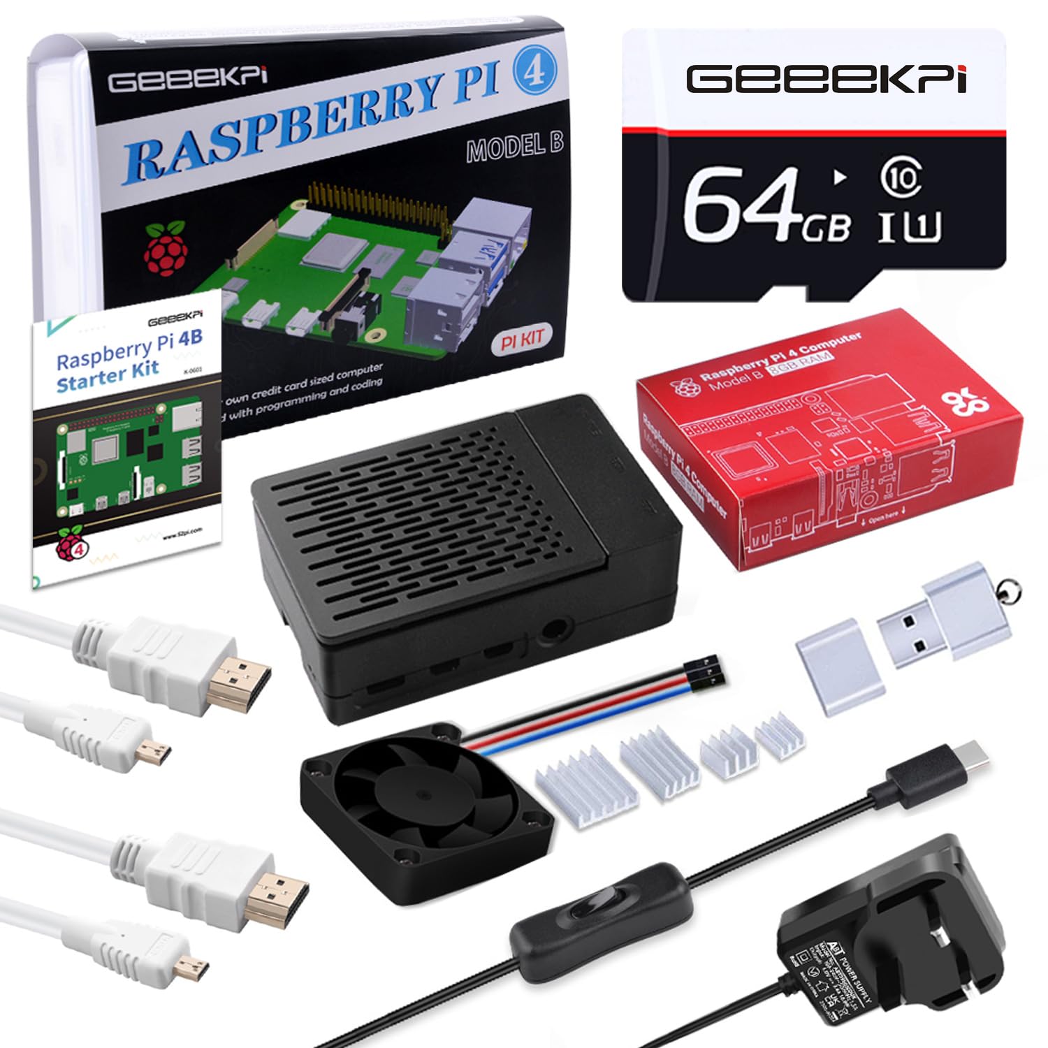 Buy GeeekPi Raspberry Pi 4 8GB Starter Kit 64GB Edition, Raspberry Pi