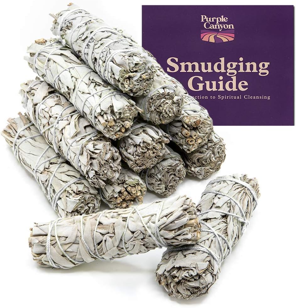 Purple Canyon Sage Smudge Kit - (12 Pack) - White Sage Smudge Sticks Incense Kit for Meditation Home Cleansing Aromatherapy and Smudge Rituals