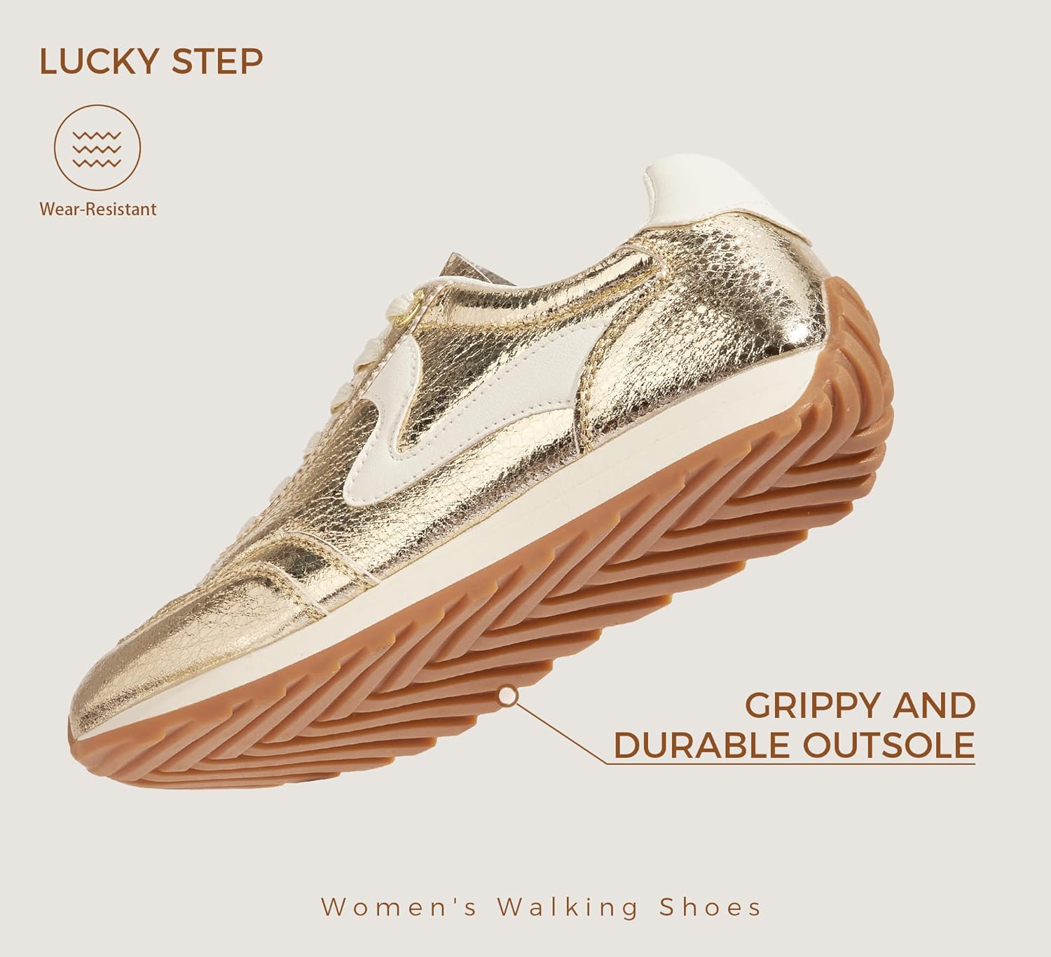 LUCKY STEP Women's Fashion Sneakers Trendy Tennis Shoes Neutral Stylish Retro Trainers Casual Running Walking Shoes - Image 3