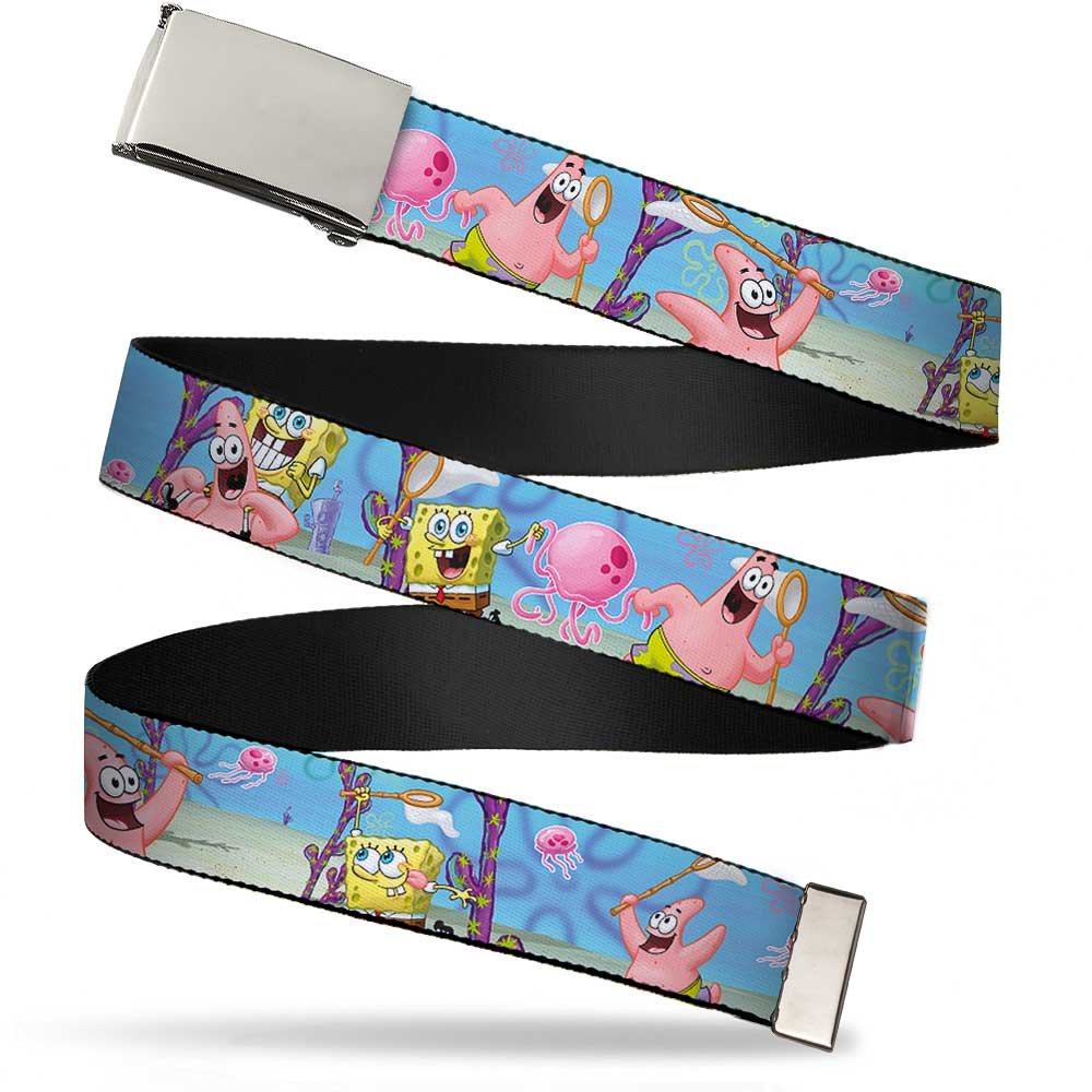 Buckle-Down Web Belt SpongeBob 1.25", Multicolor, 1.25" Wide - Fits up to 42" Pant Size