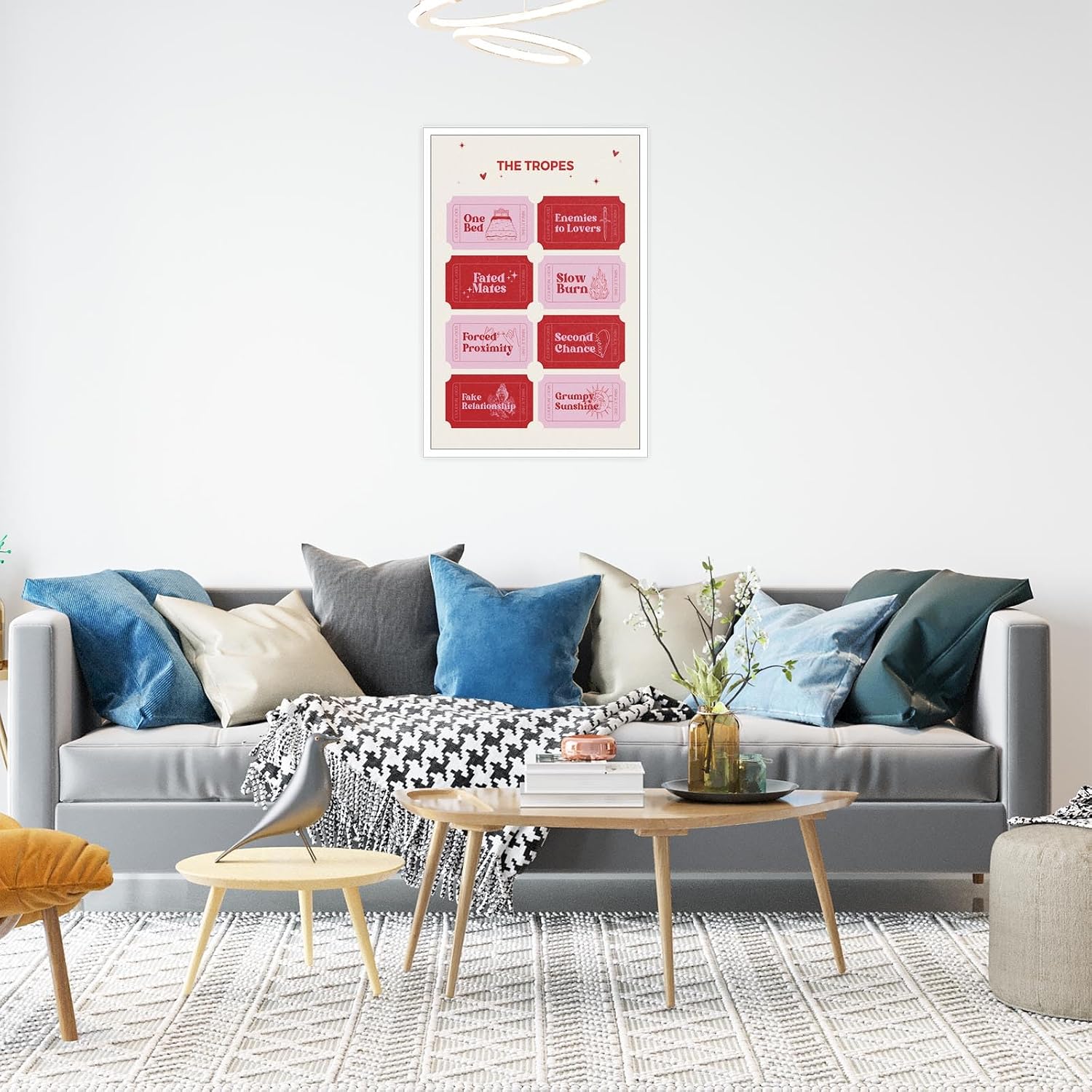 Viokalt Unframed Trendy Pink Romance Book Tropes Canvas Posters Books Tropes Wall Art Bookish Lovers Aesthetic Prints Painting For Living Room Bedroom Bathroom Wall Decor 8x10in