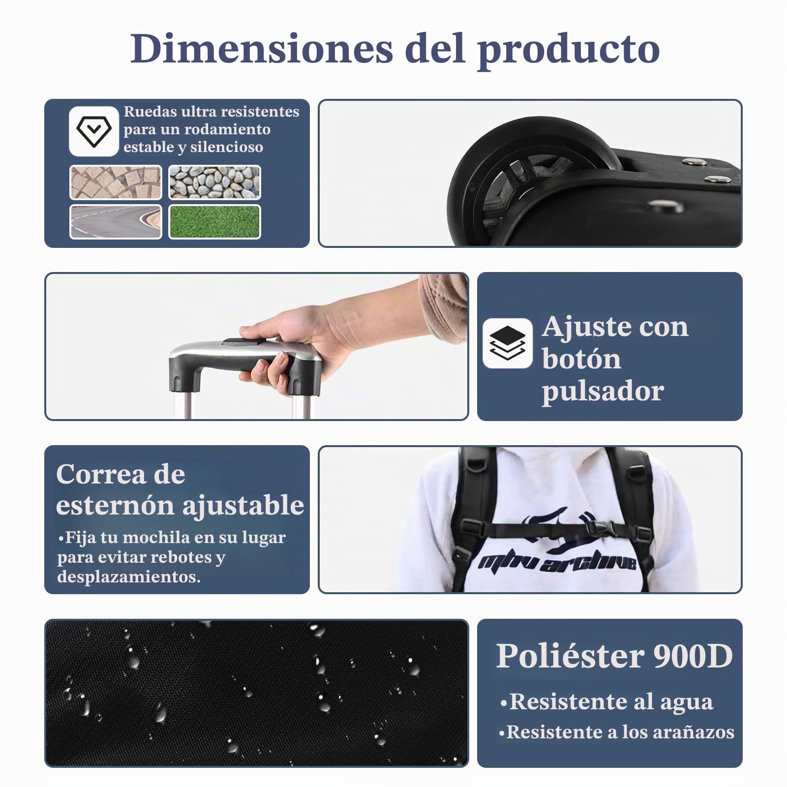 Mochila con ruedas, 15,6 pulgadas, maleta de mano, portátil, bolsa de viaje con ruedas, mochila grande para hombre, trabajo, universidad