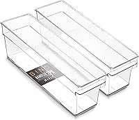 Vista 12 de BINO Contenedores de almacenamiento de plástico, pequeños y poco profundos THE HANDLER COLLECTION Contenedores organizadores multiusos