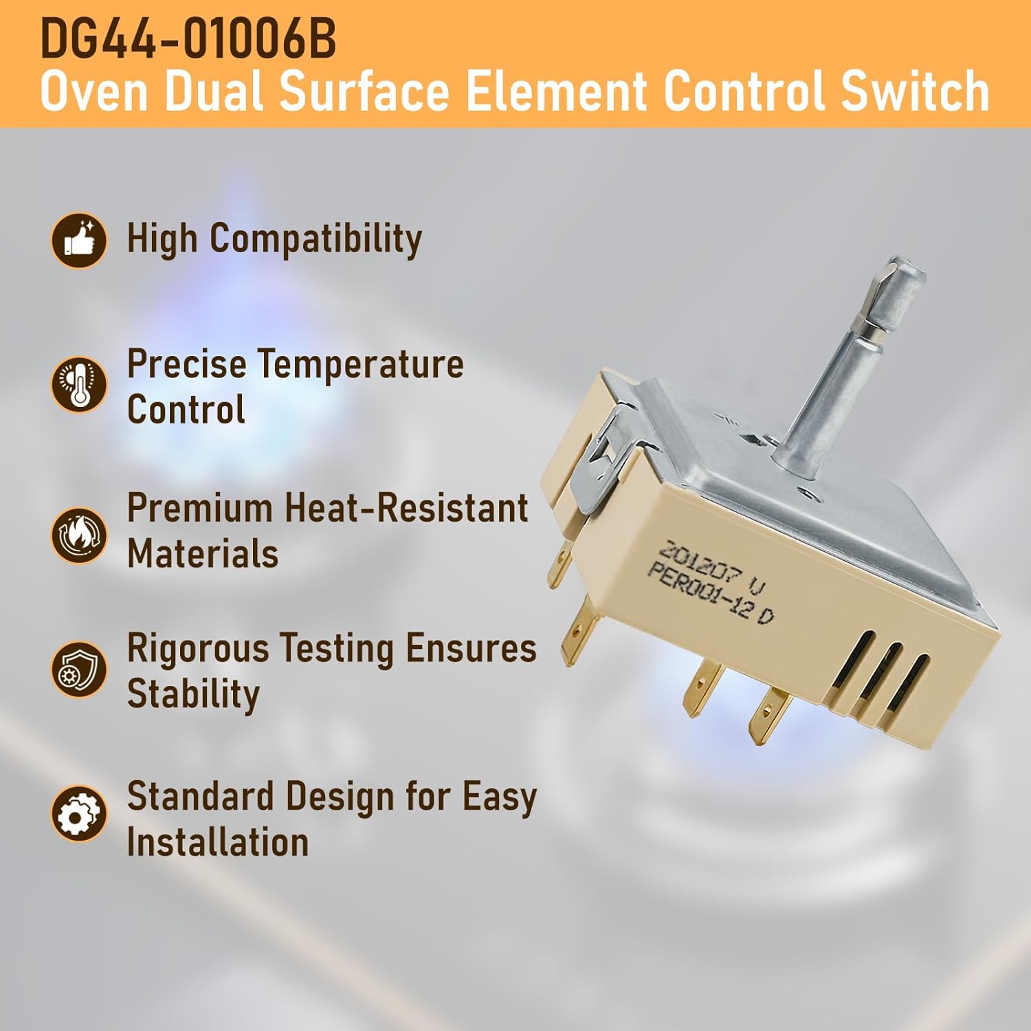 DG44-01006B PER001-12 D Range Dual Surface Element Control Switch Replacement, Compatible with Samsung Stoves and Ovens, Replaces PD00035203, AP6037530, PS11771631, EAP11771631